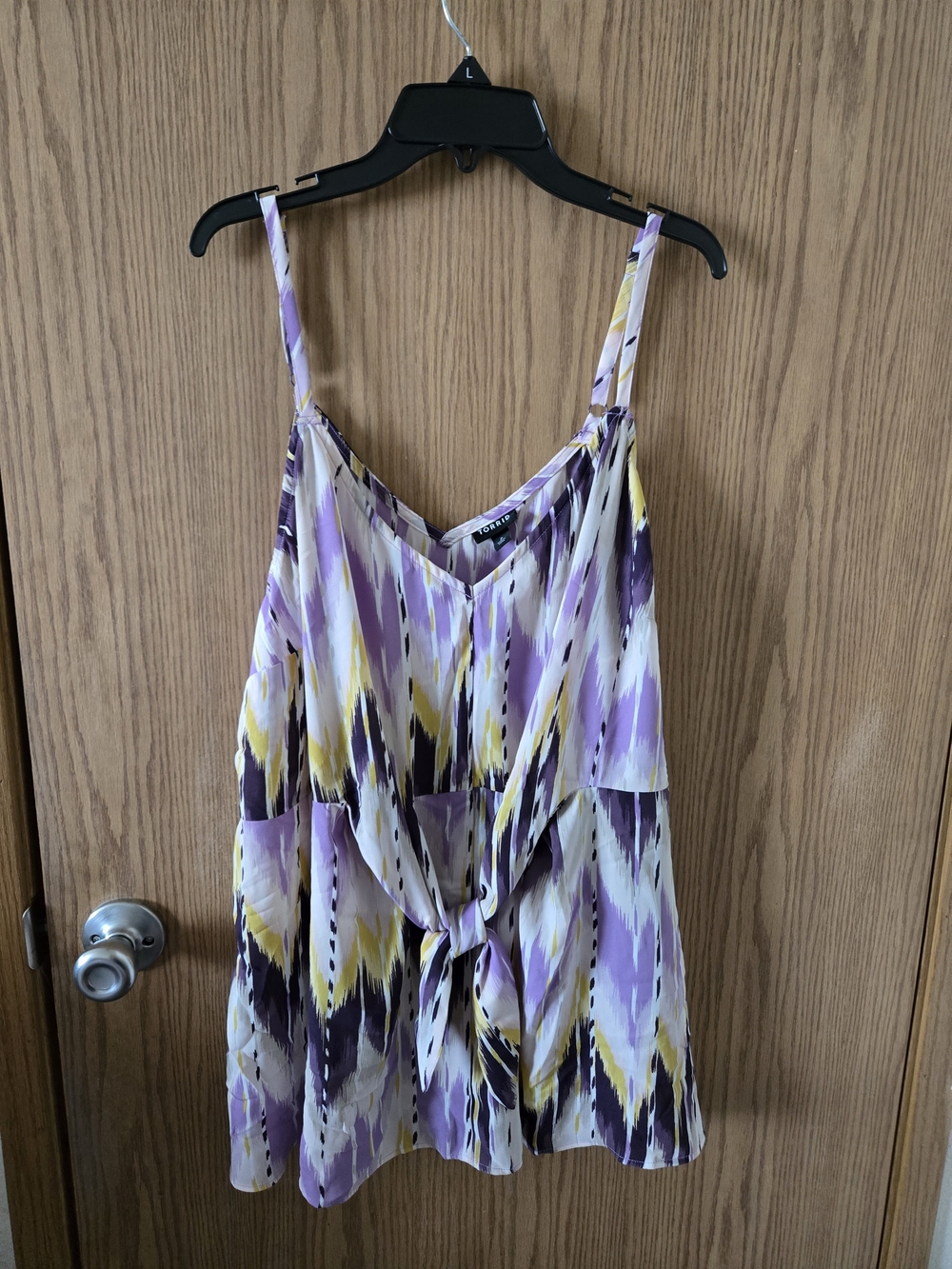 torrid Purple, Yellow & White Ikat-Style V-Neck Tank